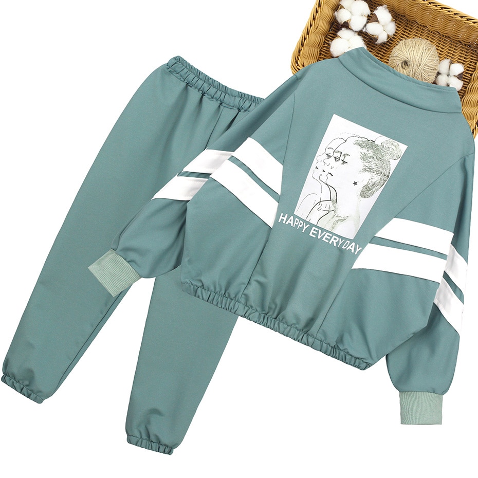 Girls Sport Clothes Striped Clothing For Girls Coat + Pants 2PCS Clothes Girl Teenage Children's School Clothing 6 8 10 12 14 Girls Sport Clothes Striped Clothing For Girls Coat + Pants 2PCS Clothes Girl Teenage Children's School Clothing 6 8 10 12 14