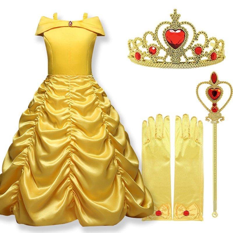 Cosplay Belle Princess Dresses for girls Beauty and the beast Costume Kids Birthday dress Children Halloween Girls Clothing