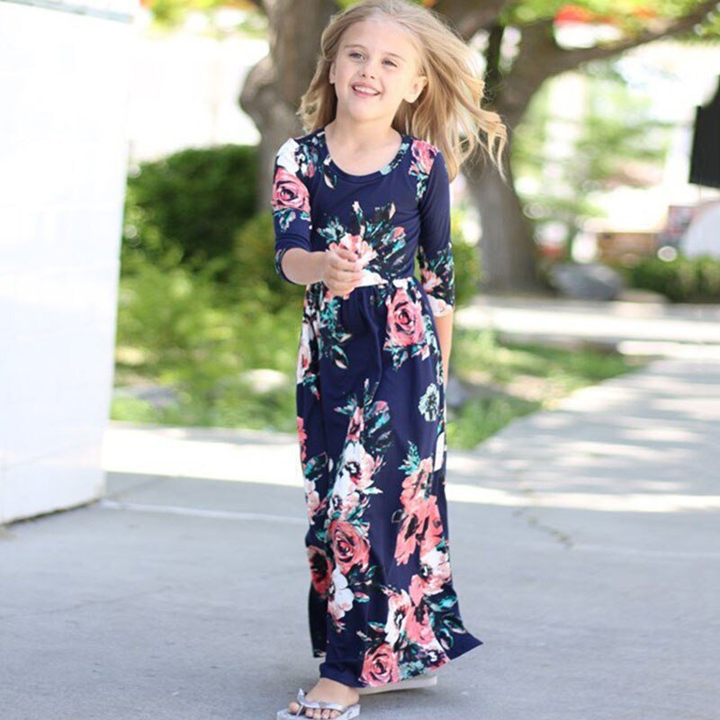 Kids Long Bohemia Maxi Dresses For Girls Clothes Teen Sundress Baby Girl Birthday Party Floral Dress Children's Beach Clothing