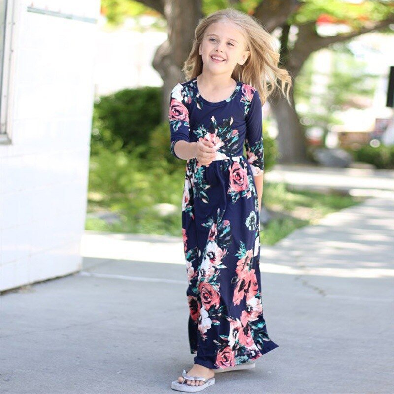 Kids Long Bohemia Maxi Dresses For Girls Clothes Teen Sundress Baby Girl Birthday Party Floral Dress Children's Beach Clothing