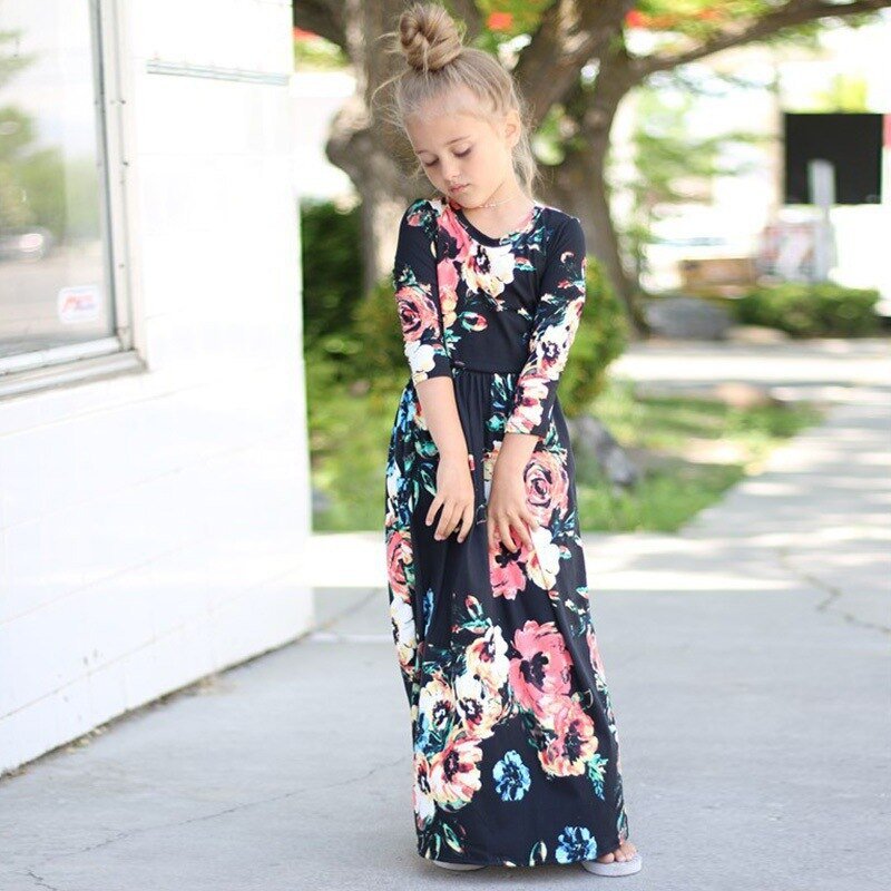 Kids Long Bohemia Maxi Dresses For Girls Clothes Teen Sundress Baby Girl Birthday Party Floral Dress Children's Beach Clothing