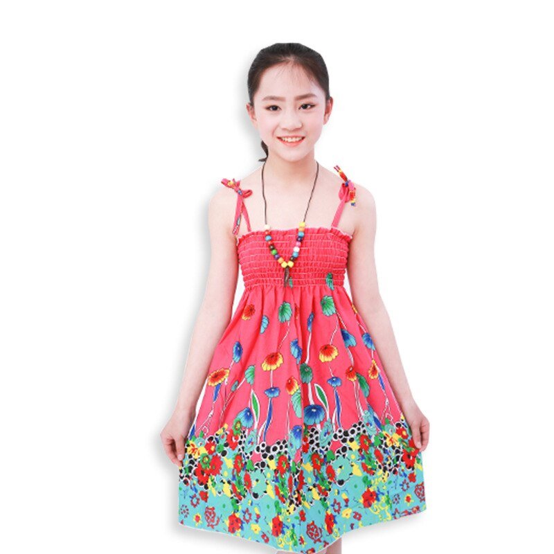 Kids Long Bohemia Maxi Dresses For Girls Clothes Teen Sundress Baby Girl Birthday Party Floral Dress Children's Beach Clothing