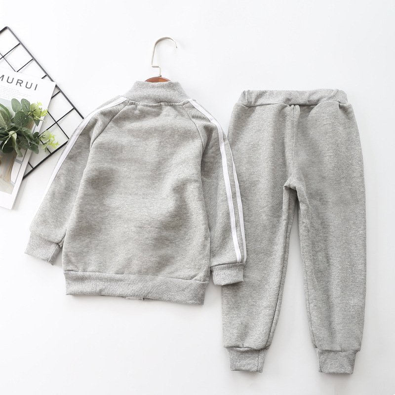 Children's Clothing 2020 Autumn and Winter Long-sleeved Plus Velvet Boys and Girls Zipper Casual Suit Two-piece Sports Set Children's Clothing 2020 Autumn and Winter Long-sleeved Plus Velvet Boys and Girls Zipper Casual Suit Two-piece Sports Set