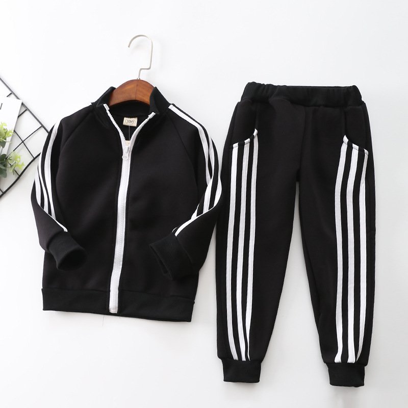Children's Clothing 2020 Autumn and Winter Long-sleeved Plus Velvet Boys and Girls Zipper Casual Suit Two-piece Sports Set Children's Clothing 2020 Autumn and Winter Long-sleeved Plus Velvet Boys and Girls Zipper Casual Suit Two-piece Sports Set