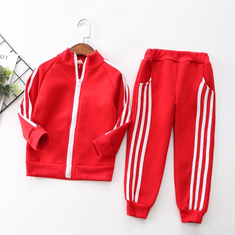 Children's Clothing 2020 Autumn and Winter Long-sleeved Plus Velvet Boys and Girls Zipper Casual Suit Two-piece Sports Set Children's Clothing 2020 Autumn and Winter Long-sleeved Plus Velvet Boys and Girls Zipper Casual Suit Two-piece Sports Set