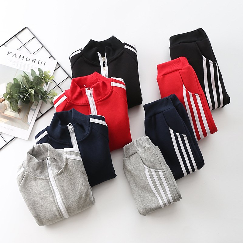 Children's Clothing 2020 Autumn and Winter Long-sleeved Plus Velvet Boys and Girls Zipper Casual Suit Two-piece Sports Set Children's Clothing 2020 Autumn and Winter Long-sleeved Plus Velvet Boys and Girls Zipper Casual Suit Two-piece Sports Set