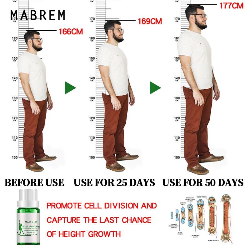 Mabrem Hoogte Verhogen Olie Conditioning Body Groeien Groter Kruiden Etherische Oliën Rustgevende Voet Bevorderen Bone Groei Massage Oil10ml