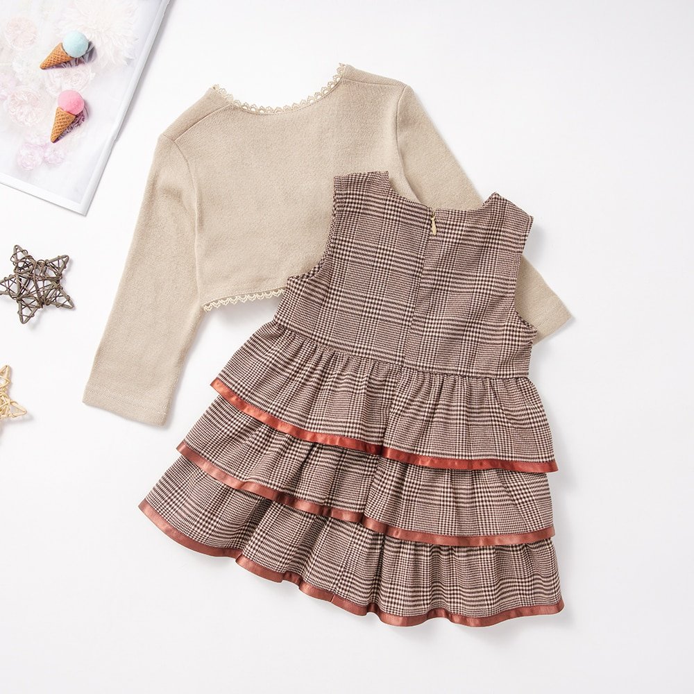 Micol Emilly Children Dress Long Sleeve Kids Clothing Sets 2 Pcs Girls Coat+Dress Korean Medieval Dress for Baby Girls 1-5 Years