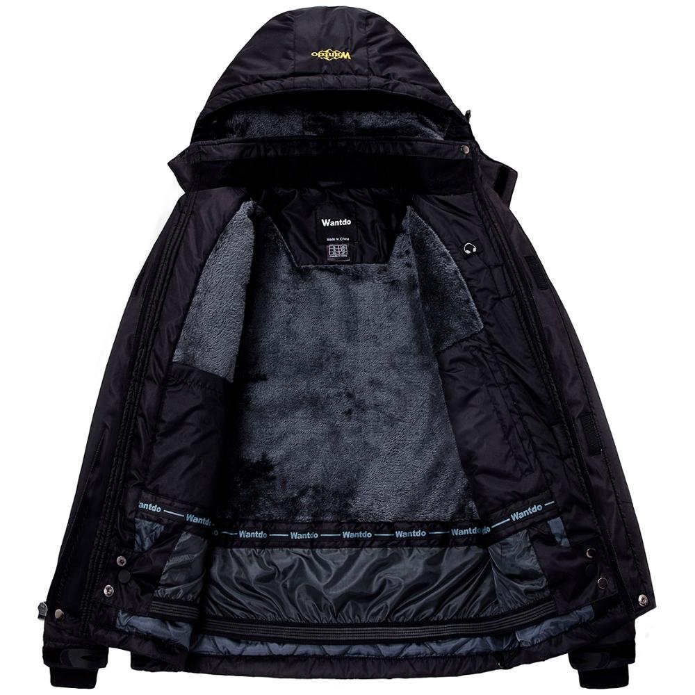 Wantdo Men Winter Coat Warm Ski Jacket Waterproof With Removable Hood