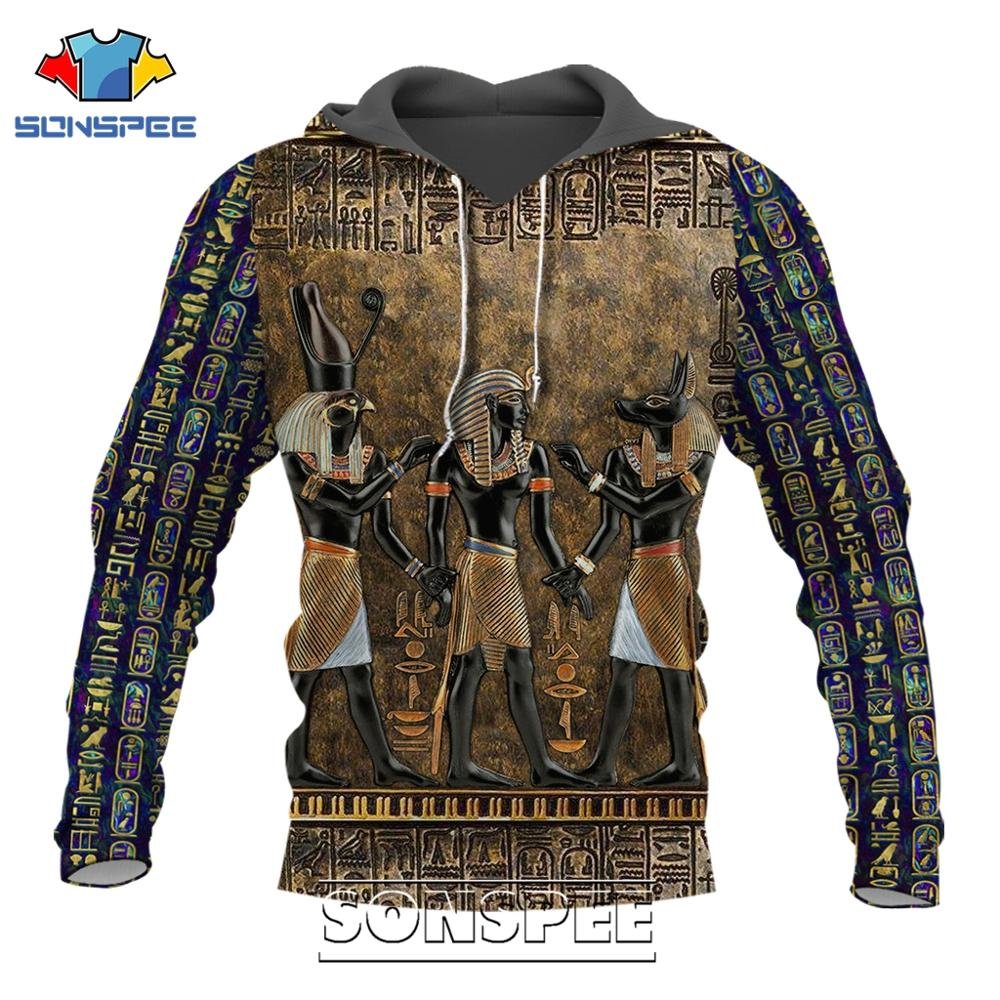 SONSPEE Ancient Egypt God Anubis Ramses 3D Print Men's Hoodies Casual Pullover Tops Jacket Pharaoh Men Long Sleeve Sweatshirt
