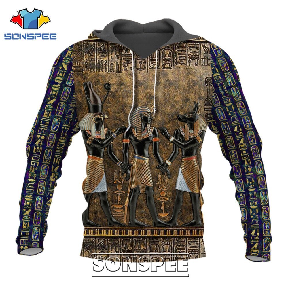 SONSPEE Ancient Egypt God Anubis Ramses 3D Print Men's Hoodies Casual Pullover Tops Jacket Pharaoh Men Long Sleeve Sweatshirt