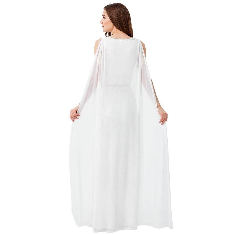 Medieval White Greek Goddess Cosplay Costumes Cleopatra Egypt Roman Retro Sexy Long Dresses Women Halloween Party Fancy Clothing