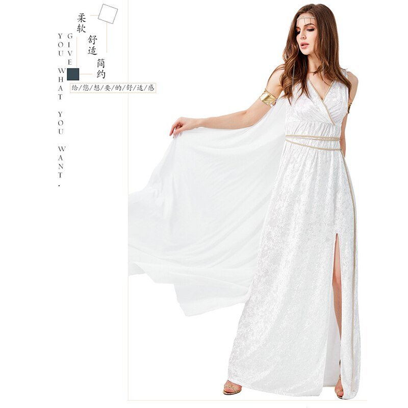 Greek Goddess Cosplay Costumes Cleopatra Egypt Roman White Retro Sexy Long Dresses Women Men Girl Halloween Party Fancy Clothing