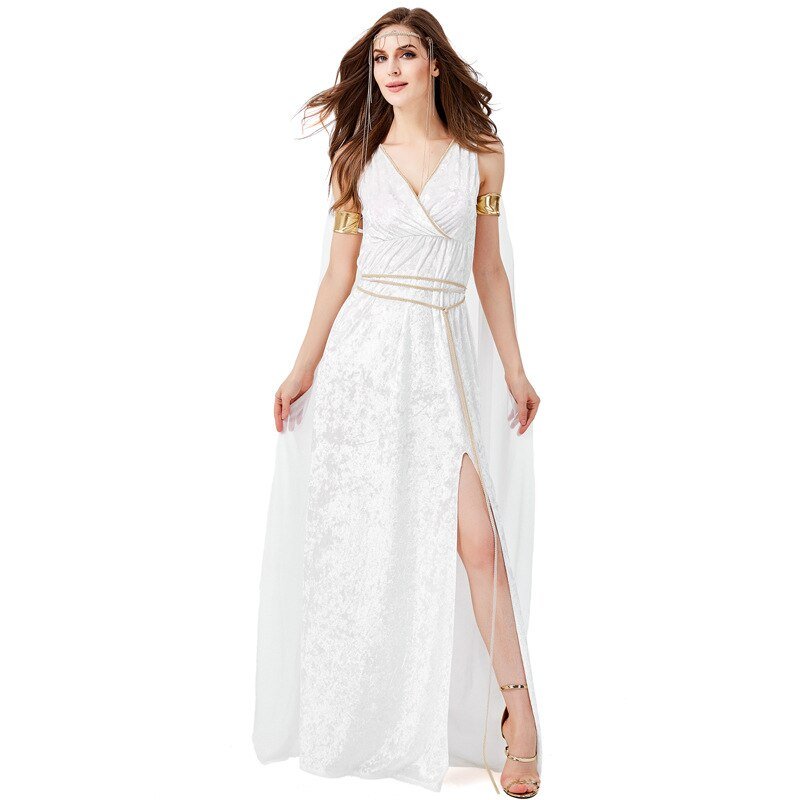 Greek Goddess Cosplay Costumes Cleopatra Egypt Roman White Retro Sexy Long Dresses Women Men Girl Halloween Party Fancy Clothing