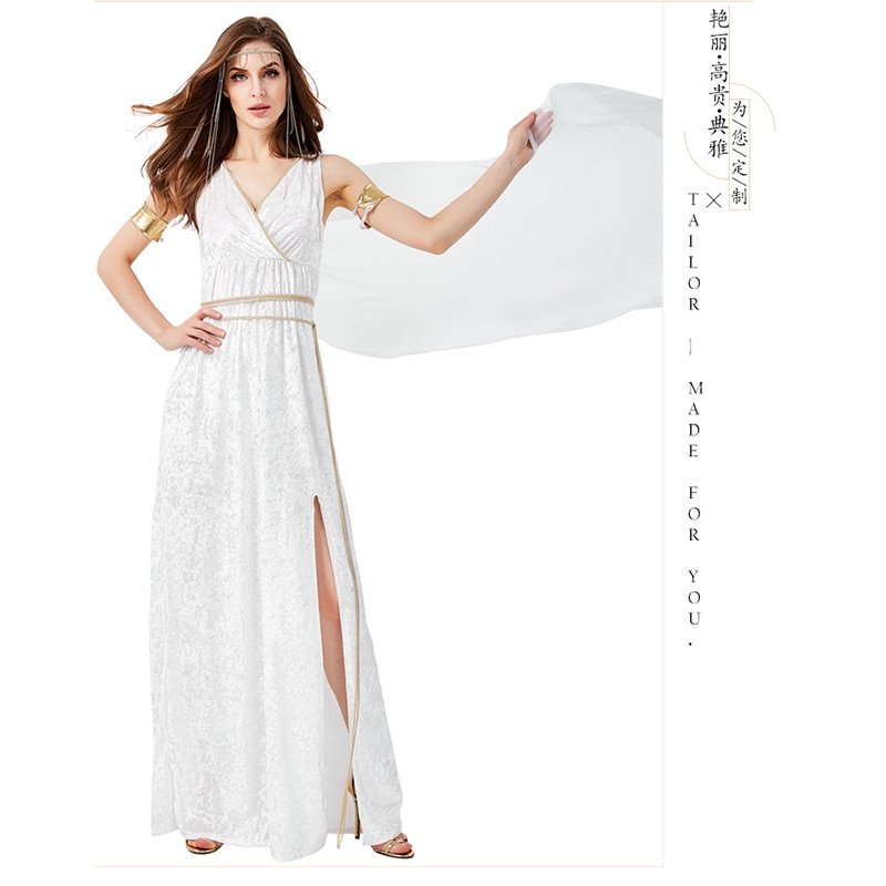 Greek Goddess Cosplay Costumes Cleopatra Egypt Roman White Retro Sexy Long Dresses Women Men Girl Halloween Party Fancy Clothing