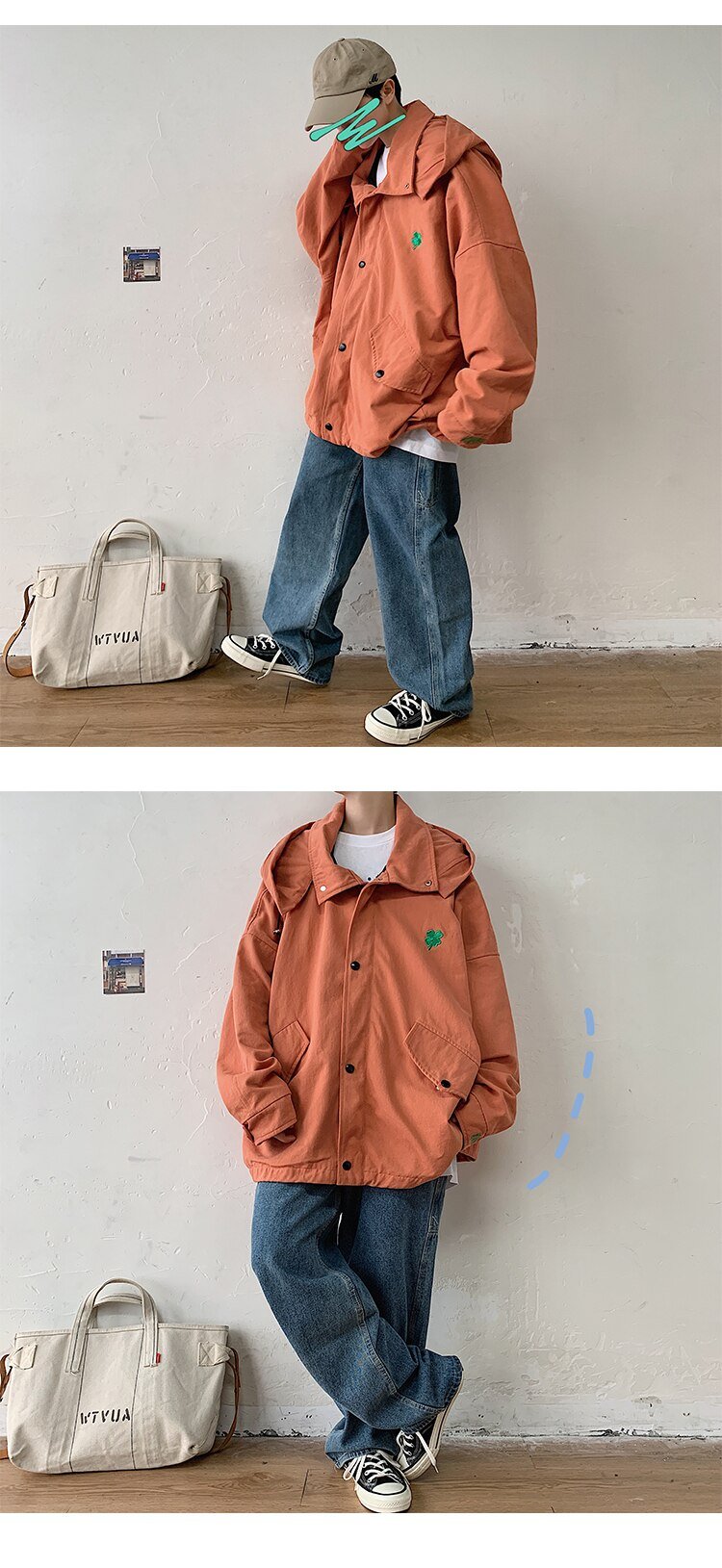2020 new personality fashion embroidered loose casual jacket trend coat men jaket reggae Favourite discount Free shipping