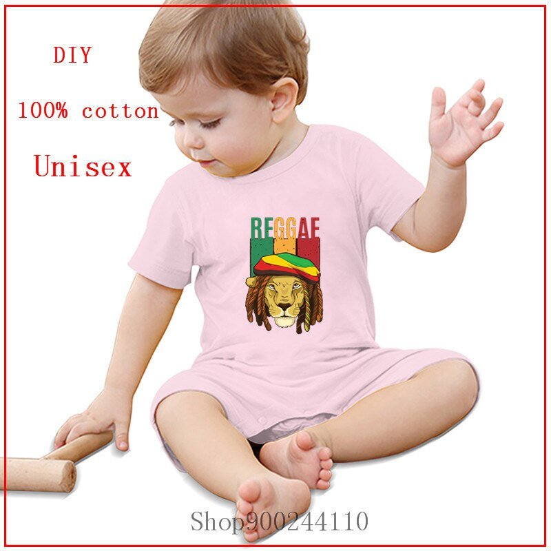 Cottons Summer 2020 Rasta Reggae Marley Lion White Onesie Print Newborn Bodysuits Baby Summer Auntie Baby Clothes cute clothes