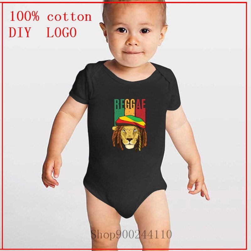 Cottons Summer 2020 Rasta Reggae Marley Lion White Onesie Print Newborn Bodysuits Baby Summer Auntie Baby Clothes cute clothes