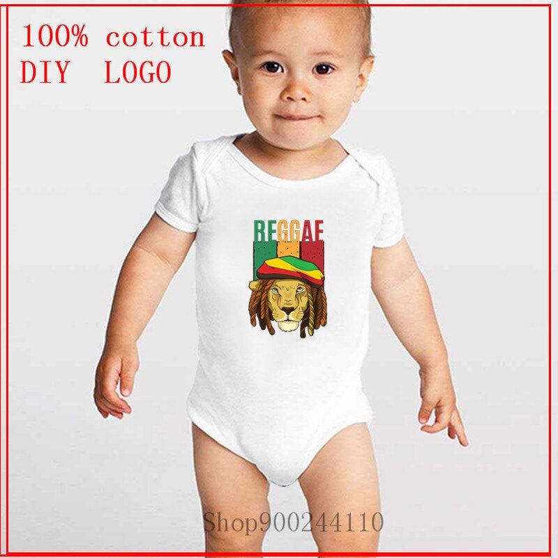 Cottons Summer 2020 Rasta Reggae Marley Lion White Onesie Print Newborn Bodysuits Baby Summer Auntie Baby Clothes cute clothes