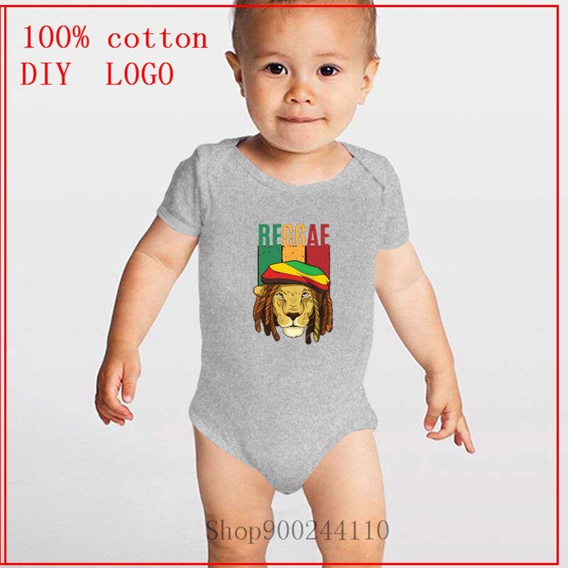 Cottons Summer 2020 Rasta Reggae Marley Lion White Onesie Print Newborn Bodysuits Baby Summer Auntie Baby Clothes cute clothes