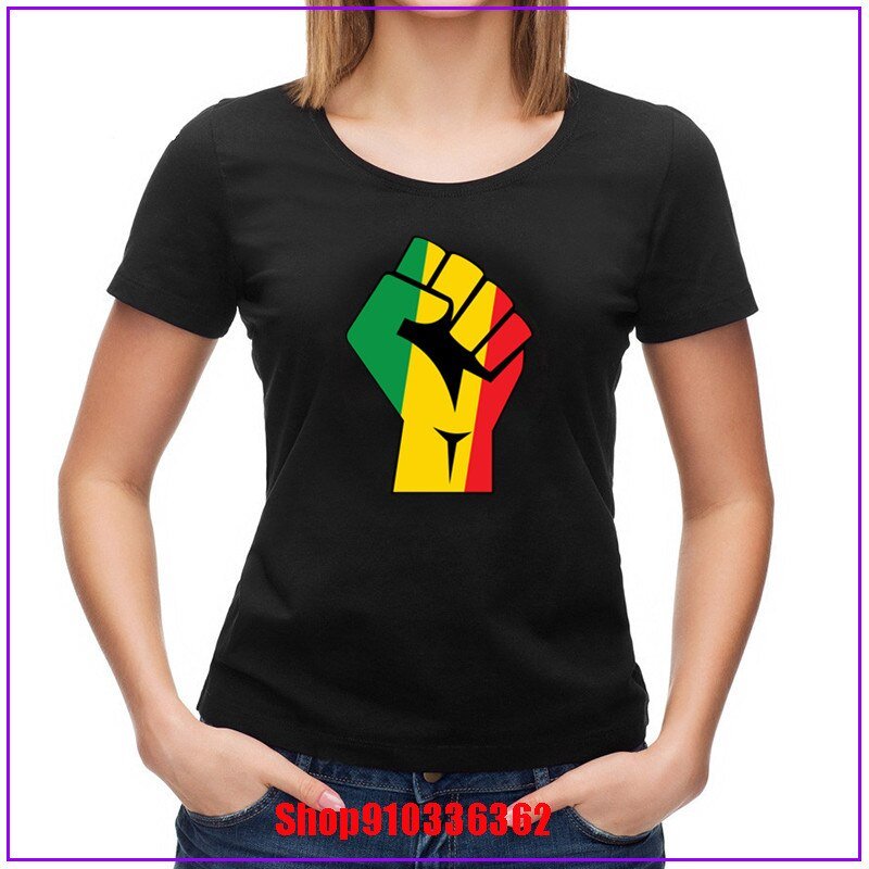 Rasta Power Latest popularity crew neck Top Quality Loose Custom Print women clothes shirts for women printed Tees Color