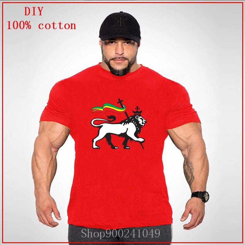 2020 Tee Big Tall T-Shirt Plus Size Rasta Lion Of Judah Reggae Big Size Tees Pure Cotton Tall Man Clothes Short Sleeve O Neck