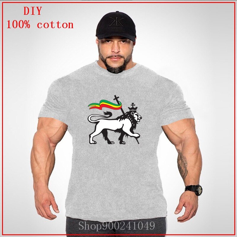 2020 Tee Big Tall T-Shirt Plus Size Rasta Lion Of Judah Reggae Big Size Tees Pure Cotton Tall Man Clothes Short Sleeve O Neck