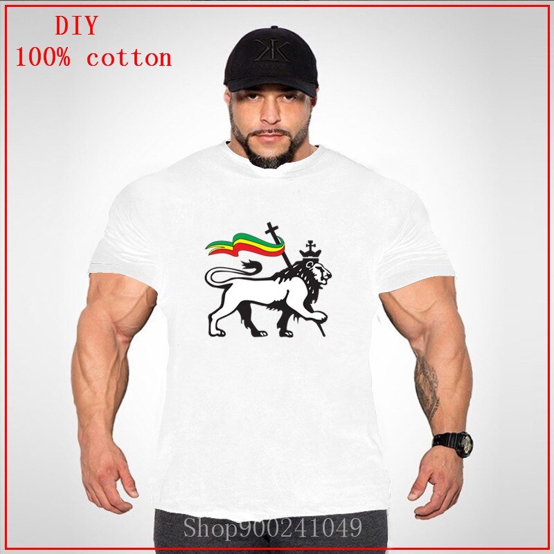 2020 Tee Big Tall T-Shirt Plus Size Rasta Lion Of Judah Reggae Big Size Tees Pure Cotton Tall Man Clothes Short Sleeve O Neck