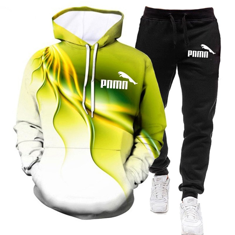 Herfst 2020 Mannen Sets Print Hooded Sweater + Broek 2 Stuks Sets Trainingspak Mannen Kleding Casual Sportwear Fitness Sport Pak s-4XL