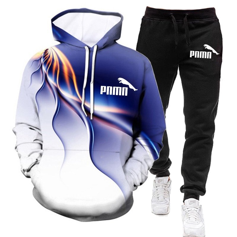 Herfst 2020 Mannen Sets Print Hooded Sweater + Broek 2 Stuks Sets Trainingspak Mannen Kleding Casual Sportwear Fitness Sport Pak s-4XL