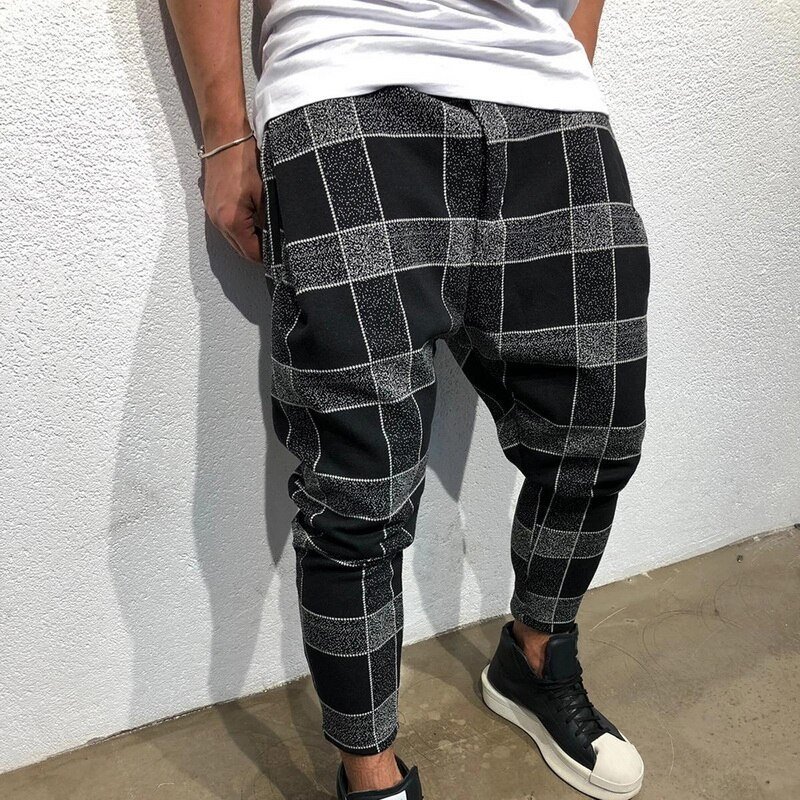 Plaid Gedrukt Casual Harembroek Streetwear Mannen Hip Hop Baggy Broek Vintage Wijde Pijpen Broek Pantalones Hombre Jogger Joggingbroek