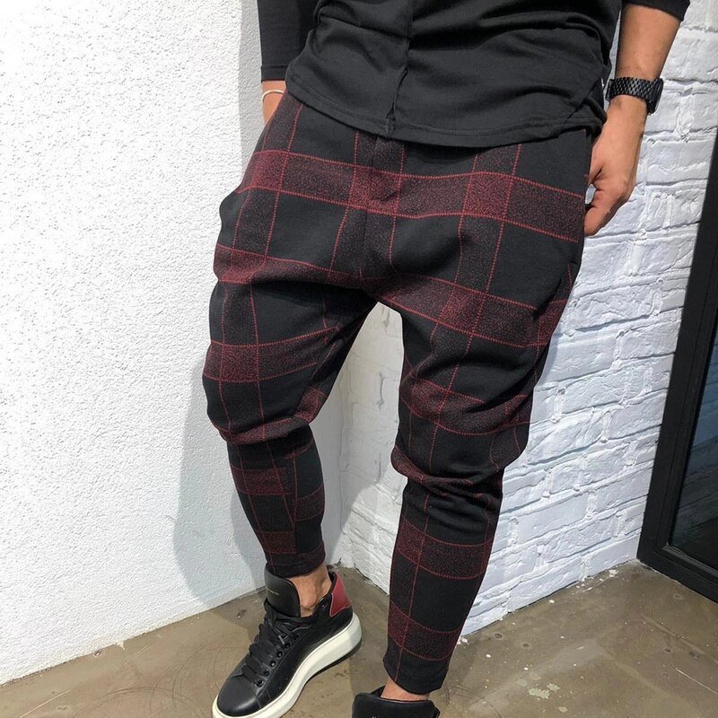 Plaid Gedrukt Casual Harembroek Streetwear Mannen Hip Hop Baggy Broek Vintage Wijde Pijpen Broek Pantalones Hombre Jogger Joggingbroek