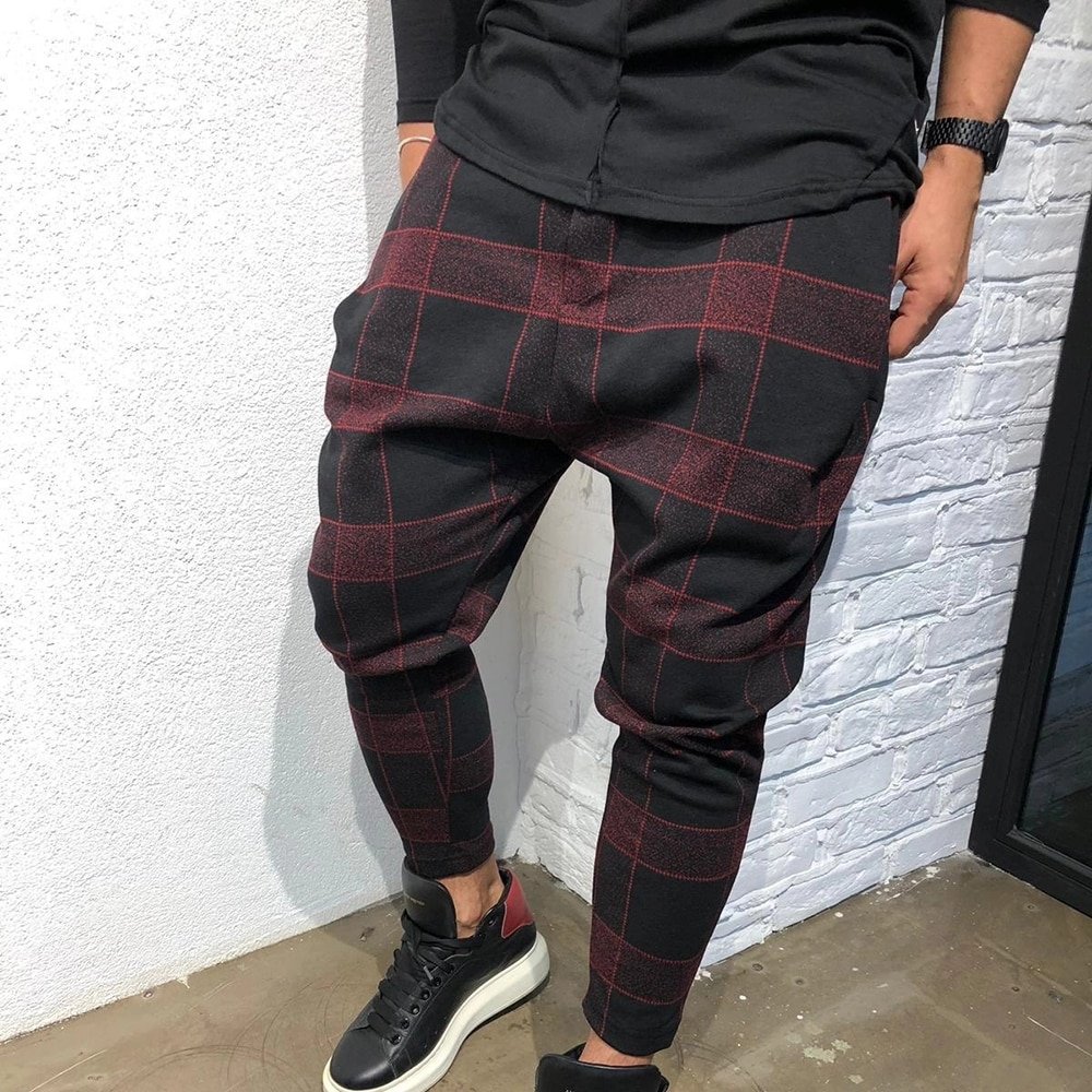 Plaid Gedrukt Casual Harembroek Streetwear Mannen Hip Hop Baggy Broek Vintage Wijde Pijpen Broek Pantalones Hombre Jogger Joggingbroek