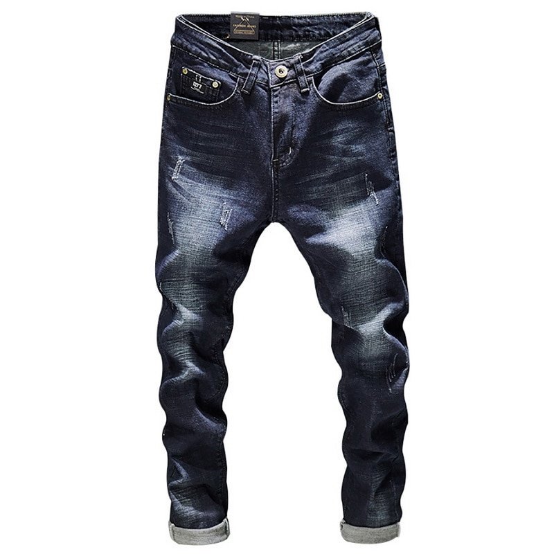 Laamei Heren Jeans Gaten Verzwakte Hiphop Ripped Lichtblauw Skinny Stretch Slanke Streetwear Verontruste Moto Biker Mannelijke Denim Broek