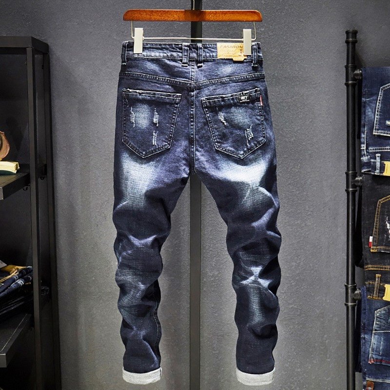 Laamei Heren Jeans Gaten Verzwakte Hiphop Ripped Lichtblauw Skinny Stretch Slanke Streetwear Verontruste Moto Biker Mannelijke Denim Broek