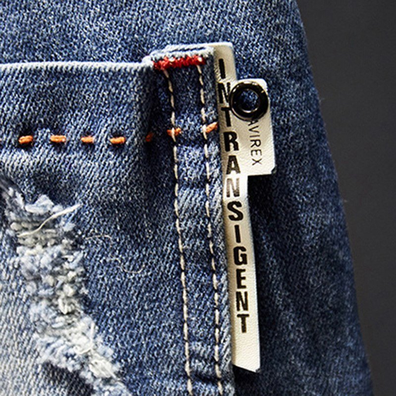 Laamei Heren Jeans Gaten Verzwakte Hiphop Ripped Lichtblauw Skinny Stretch Slanke Streetwear Verontruste Moto Biker Mannelijke Denim Broek