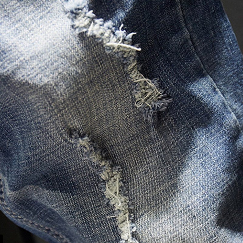 Laamei Heren Jeans Gaten Verzwakte Hiphop Ripped Lichtblauw Skinny Stretch Slanke Streetwear Verontruste Moto Biker Mannelijke Denim Broek