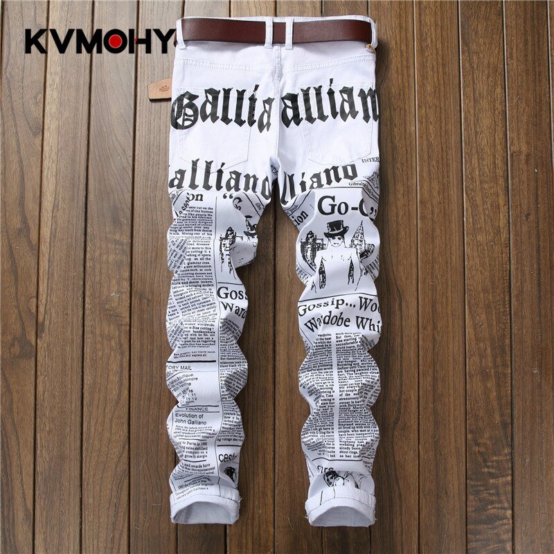 Nieuwe Jeans Mannen Casual Hiphop Broek Afdrukken Ontwerp Wit Straight Jean Voor Mannelijke Denim Broek Streetwear mannen Biker Jeans