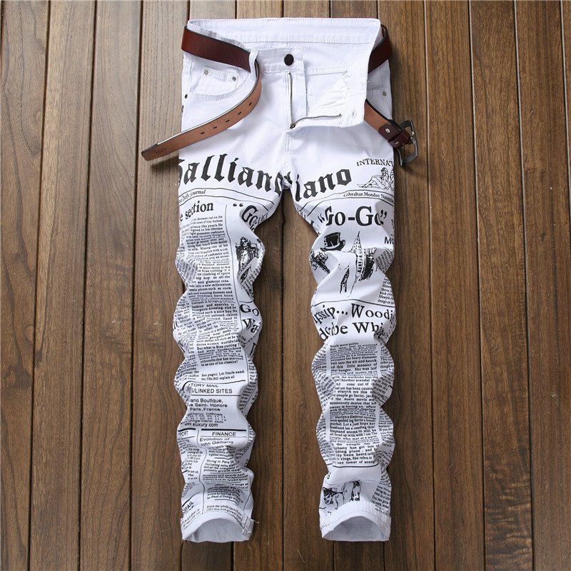 Nieuwe Jeans Mannen Casual Hiphop Broek Afdrukken Ontwerp Wit Straight Jean Voor Mannelijke Denim Broek Streetwear mannen Biker Jeans
