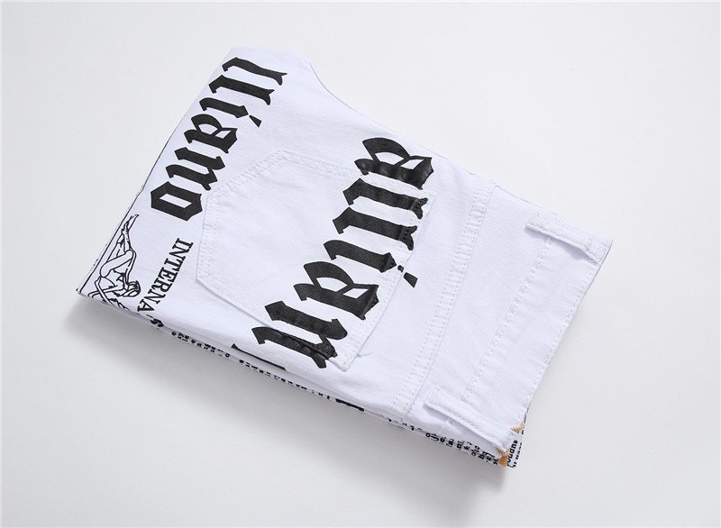 Nieuwe Jeans Mannen Casual Hiphop Broek Afdrukken Ontwerp Wit Straight Jean Voor Mannelijke Denim Broek Streetwear mannen Biker Jeans