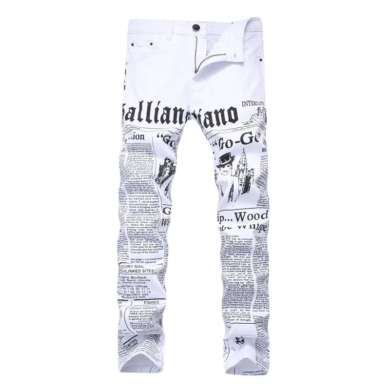 Nieuwe Jeans Mannen Casual Hiphop Broek Afdrukken Ontwerp Wit Straight Jean Voor Mannelijke Denim Broek Streetwear mannen Biker Jeans