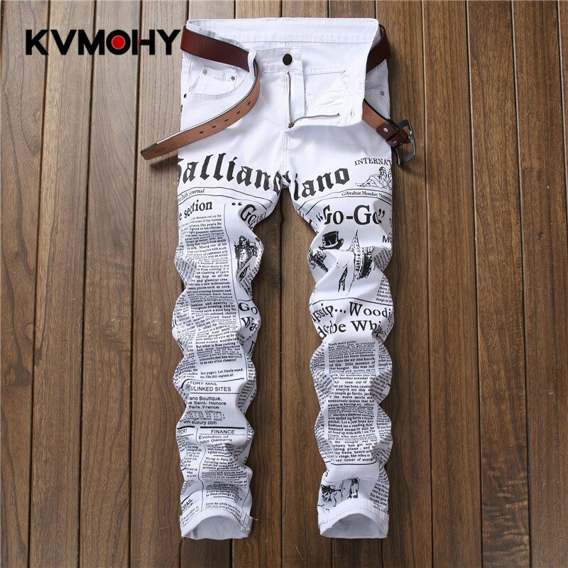 Nieuwe Jeans Mannen Casual Hiphop Broek Afdrukken Ontwerp Wit Straight Jean Voor Mannelijke Denim Broek Streetwear mannen Biker Jeans