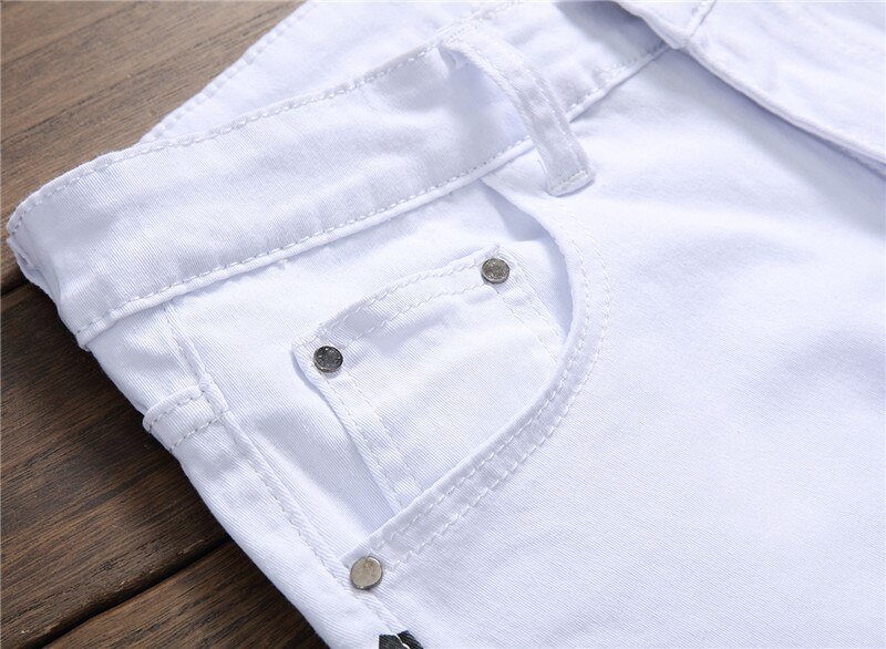Nieuwe Jeans Mannen Casual Hiphop Broek Afdrukken Ontwerp Wit Straight Jean Voor Mannelijke Denim Broek Streetwear mannen Biker Jeans