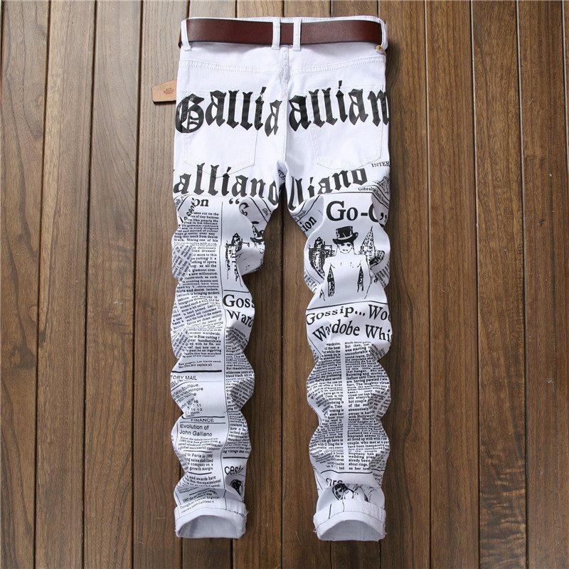 Nieuwe Jeans Mannen Casual Hiphop Broek Afdrukken Ontwerp Wit Straight Jean Voor Mannelijke Denim Broek Streetwear mannen Biker Jeans