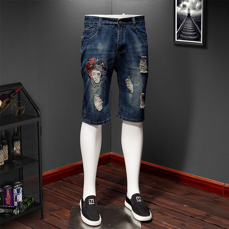 Mannen Jeans Shorts Ripped Stretch Slim Fit Trendy Denim Korte Streetwear Hiphop Verontruste Verzwakte Mannelijke Biker Moto Jeans 38 Mannen Jeans Shorts Ripped Stretch Slim Fit Trendy Denim Korte Streetwear Hiphop Verontruste Verzwakte Mannelijke Biker Moto Jeans 38