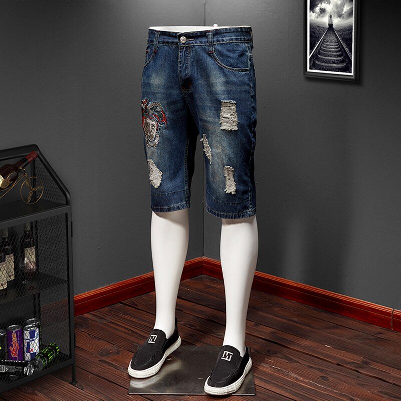 Mannen Jeans Shorts Ripped Stretch Slim Fit Trendy Denim Korte Streetwear Hiphop Verontruste Verzwakte Mannelijke Biker Moto Jeans 38 Mannen Jeans Shorts Ripped Stretch Slim Fit Trendy Denim Korte Streetwear Hiphop Verontruste Verzwakte Mannelijke Biker Moto Jeans 38
