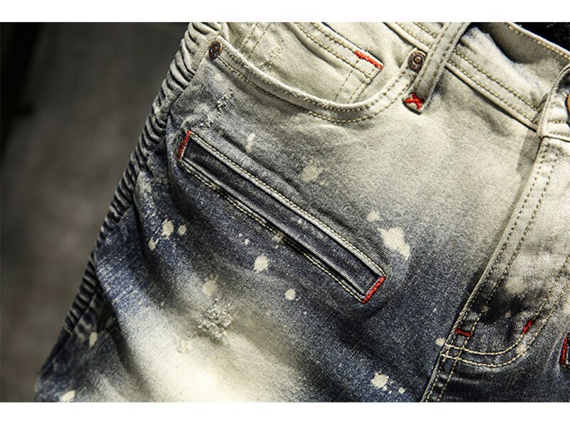 Skinny Jeans Mannen Ripped Spijkerbroeken Heren Jean Homme Pantalon Spijkerbroeken Heren Broek Streetwear Biker Hiphop Broek