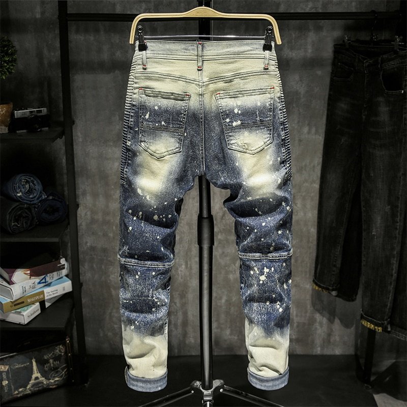 Skinny Jeans Mannen Ripped Spijkerbroeken Heren Jean Homme Pantalon Spijkerbroeken Heren Broek Streetwear Biker Hiphop Broek