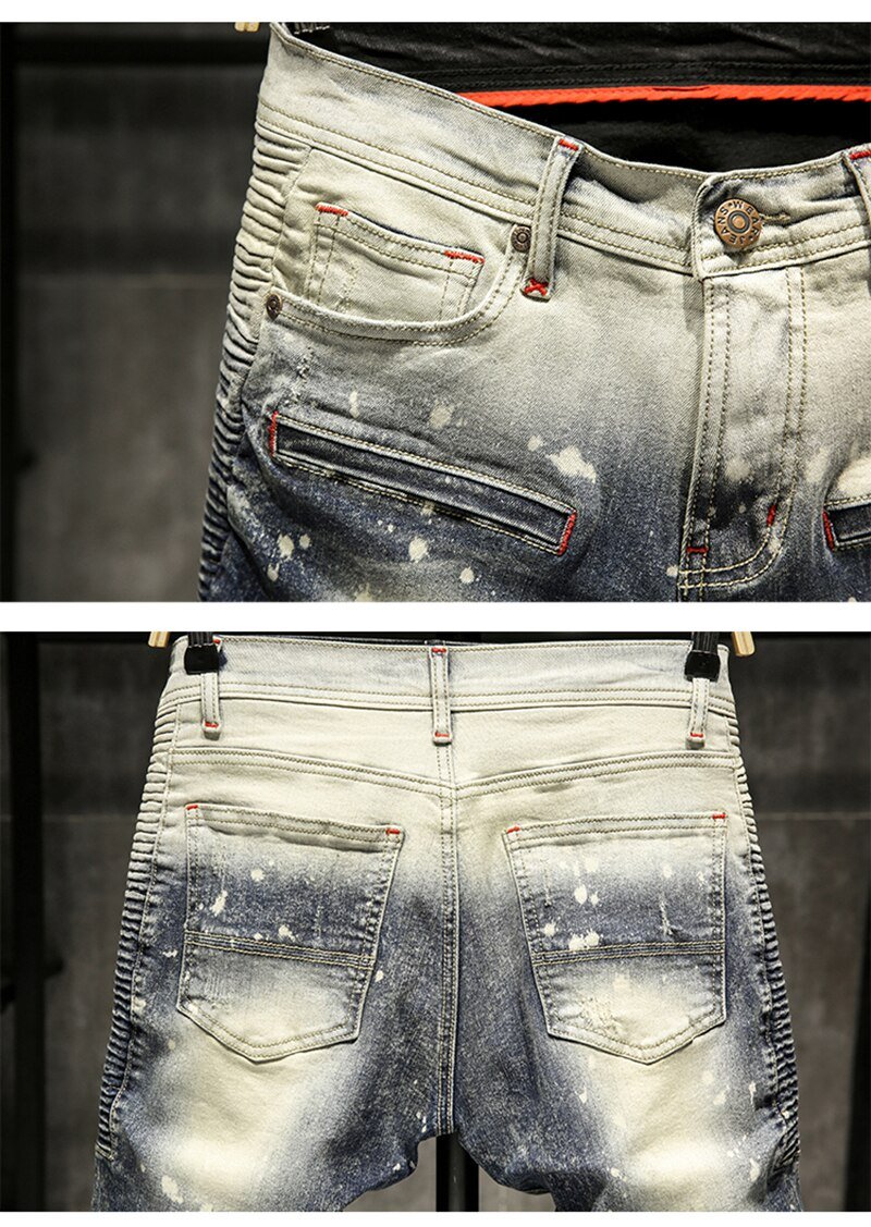Skinny Jeans Mannen Ripped Spijkerbroeken Heren Jean Homme Pantalon Spijkerbroeken Heren Broek Streetwear Biker Hiphop Broek