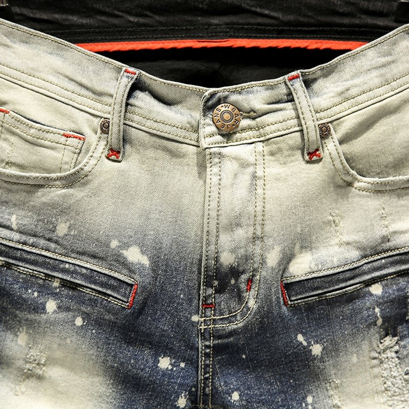 Skinny Jeans Mannen Ripped Spijkerbroeken Heren Jean Homme Pantalon Spijkerbroeken Heren Broek Streetwear Biker Hiphop Broek